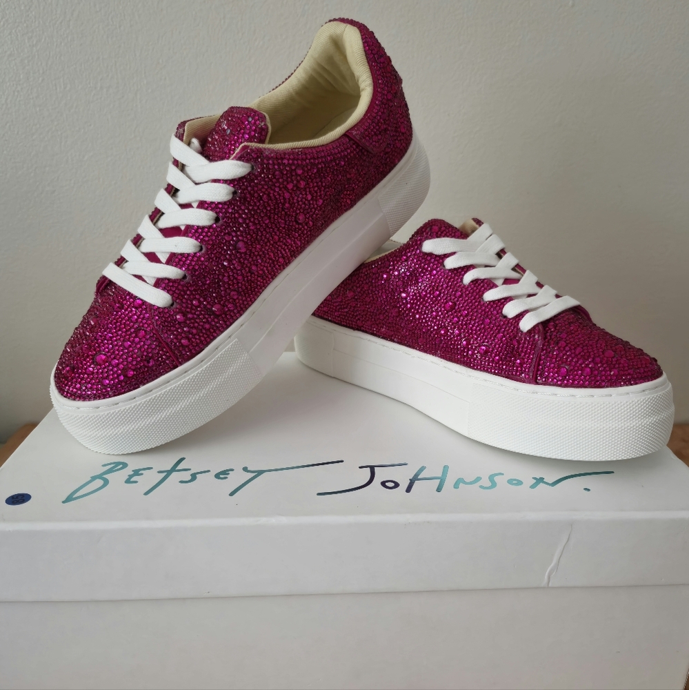 Betsey Johnson Sidny Rhinestone Barbie Pink Gorgeous Sneakers Size 6